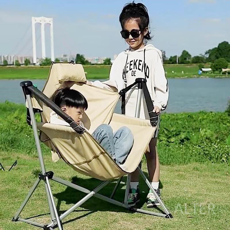 아웃도어 흔들의자 캠핑 해먹체어 알루미늄 접이식 소형 올리브 그린 (50kg까지) - 상세 이미지 3