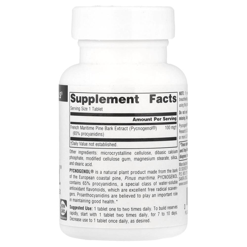 소스내츄럴스 피크노제놀 프랑스 해송 소나무 껍질 추출물 100mg Pycnogenol 60정 - 상세 이미지 2