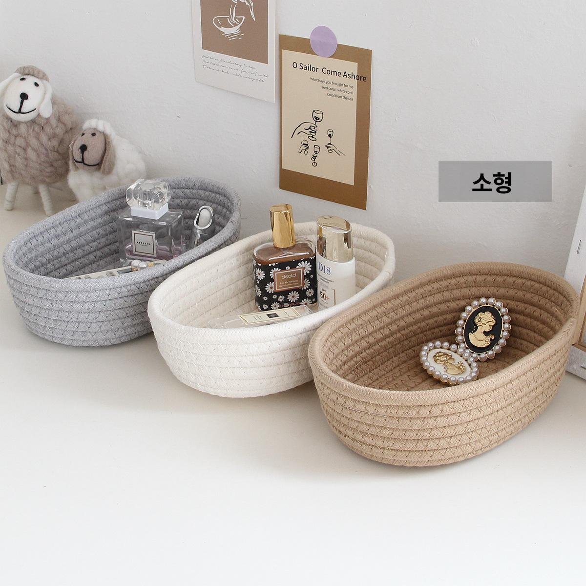 라탄 요람 라탄바구니 기념일 셀프촬영 바스켓 소품 크림화이트 소형 23x13x7cm - 상세 이미지 4
