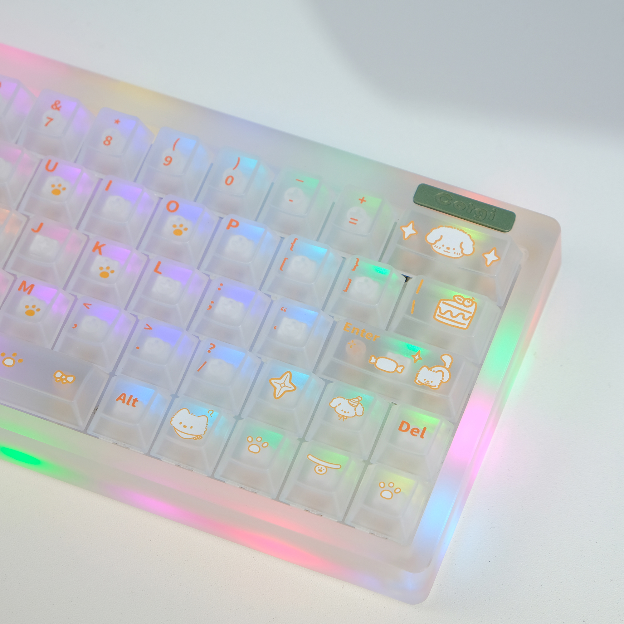 오렌지 도그캣 귀여운 영문키캡 반투명 PC재질 CHERRY 기계식키보드 키캡 - 상세 이미지 3