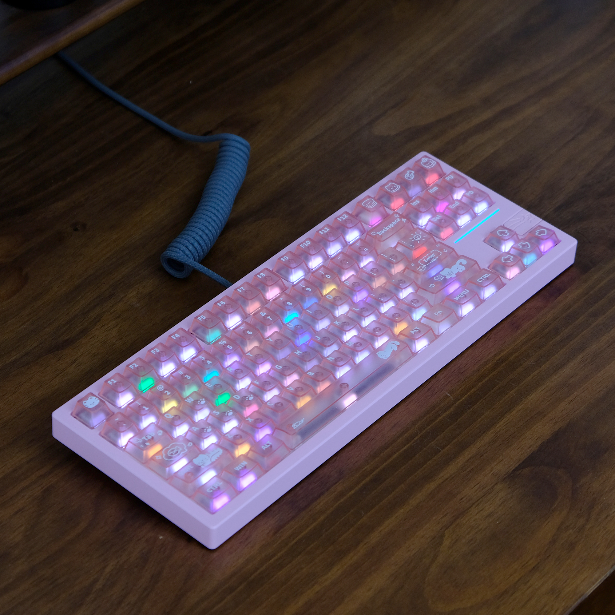 코랄 핑크캣 귀여운 영문키캡 반투명 PC재질 CHERRY 기계식키보드 키캡 이미지 7