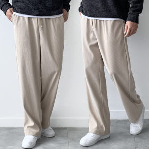 [1+1] 남자 코듀로이 바지 밴딩 와이드팬츠 착용 후기 | 사이즈/핏 총정리 - 상품 이미지 4