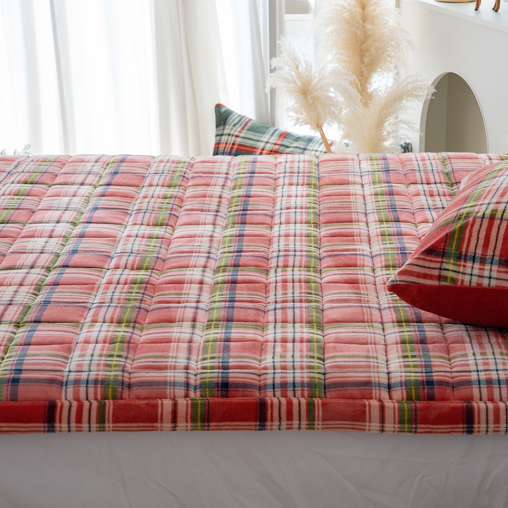 나라데코 밍크 극세사 체크 따뜻한 겨울 밴딩 침대패드 SS