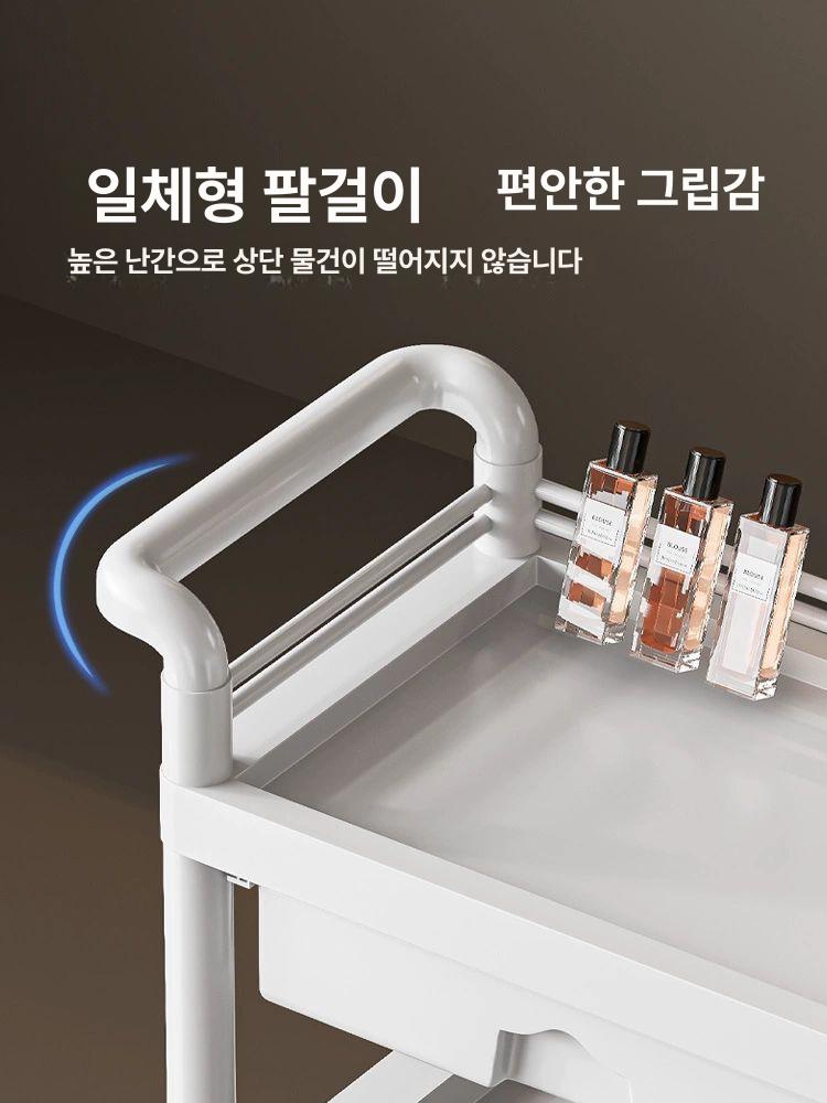 미용실 카트 미용 뷰티샵 이동식 웨건 트롤리 선반 베이지 서랍 없음 공식 표준 구성 50x34x90cm - 상세 이미지 4