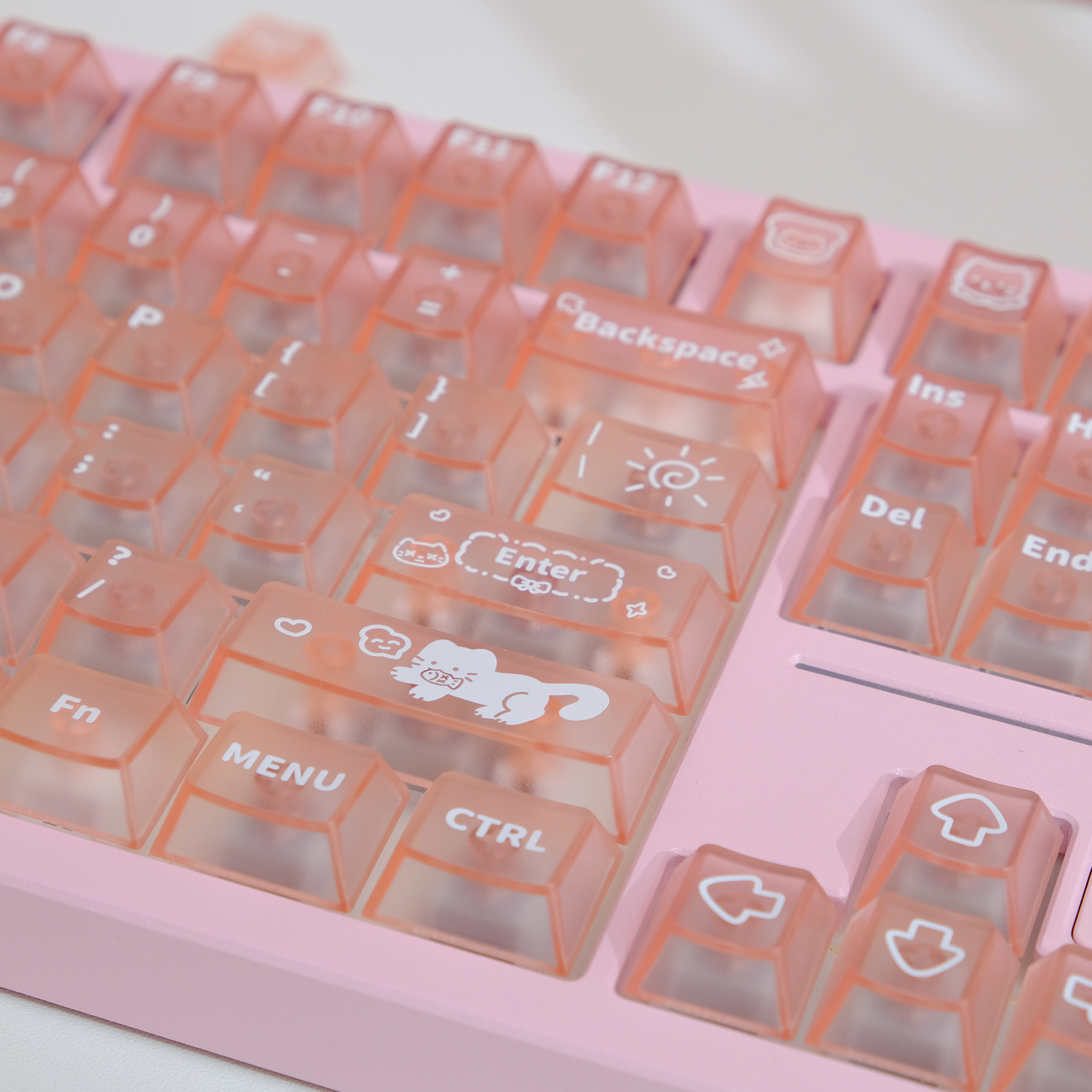 코랄 핑크캣 귀여운 영문키캡 반투명 PC재질 CHERRY 기계식키보드 키캡 - 상세 이미지 4