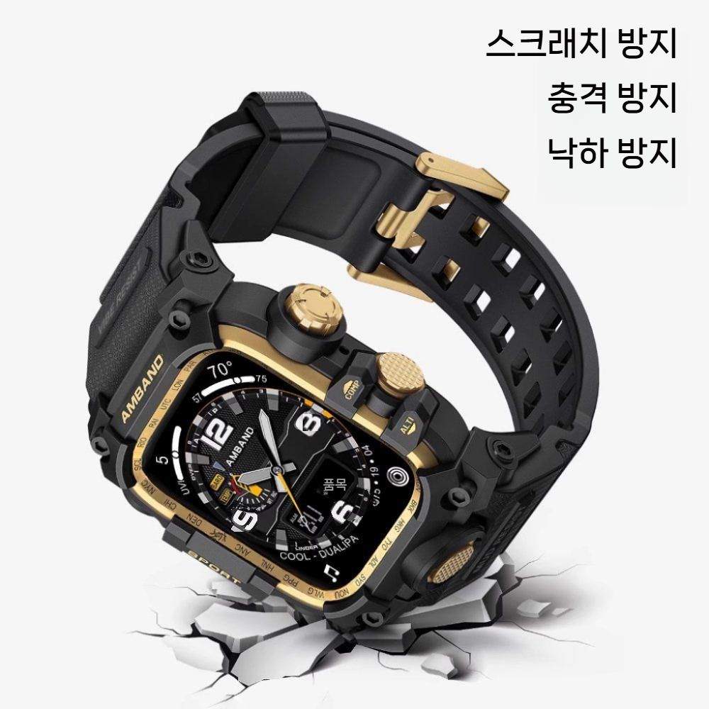 애플워치11 울트라3 se3 스트랩 메탈 프레임 케이스 일체형 실리콘 밴드 - 상세 이미지 4