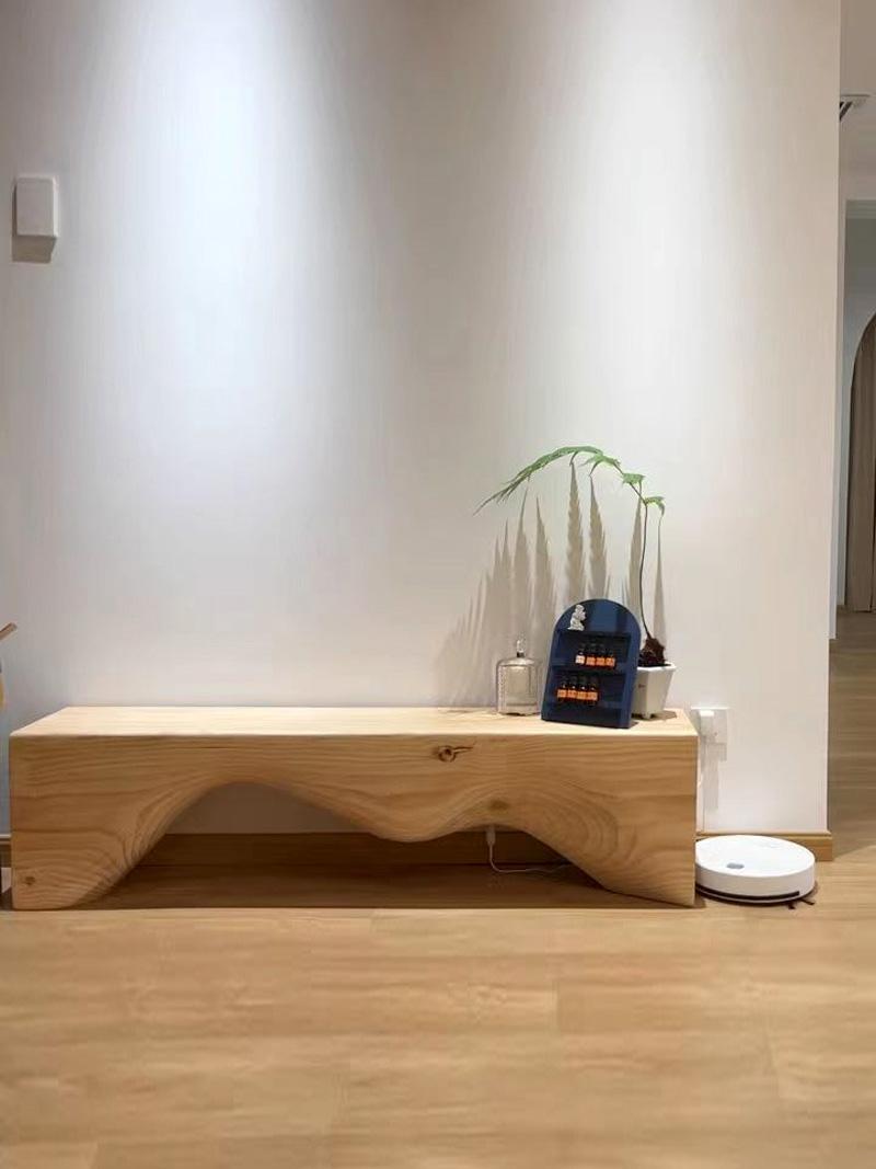 미술관 통나무 벤치 전시대 빈티지 원목 의자 더블 아치 100x30x40 - 상세 이미지 2