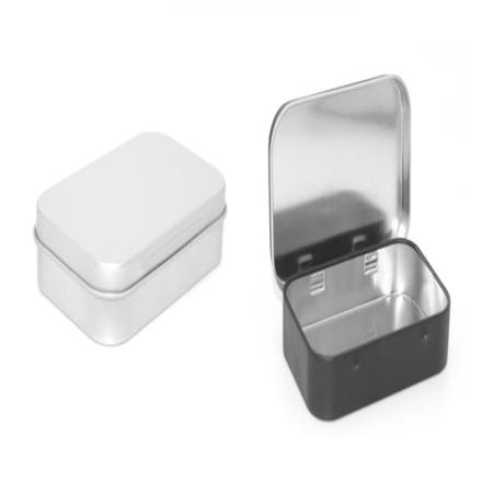 경첩 사각 틴 케이스 책상 실핀 포카 실버 보관통