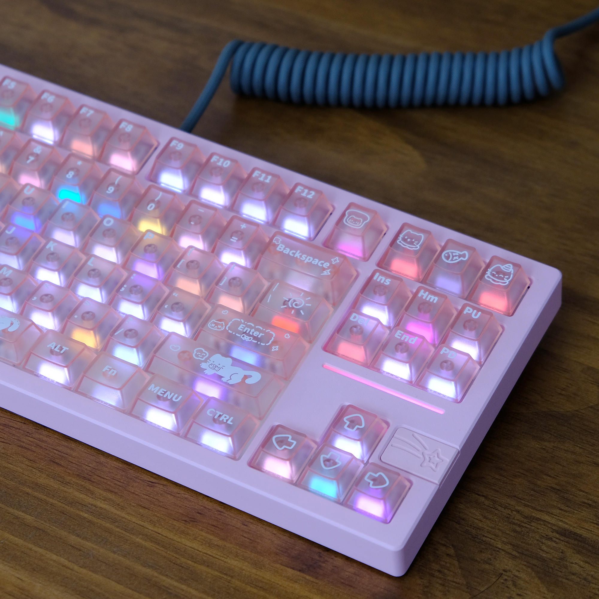 코랄 핑크캣 귀여운 영문키캡 반투명 PC재질 CHERRY 기계식키보드 키캡 이미지 8
