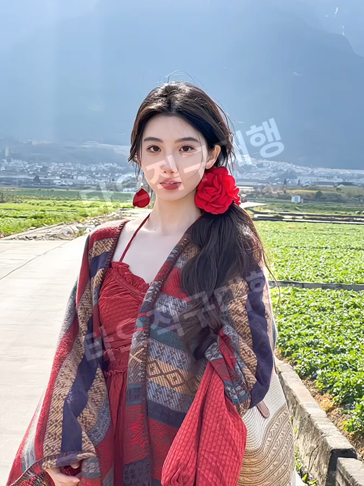 페루판초 여행 어깨숄 캠핑 판쵸 빈티지 망토 가디건 몽골판초 몽골여행 담요 - 상세 이미지 5