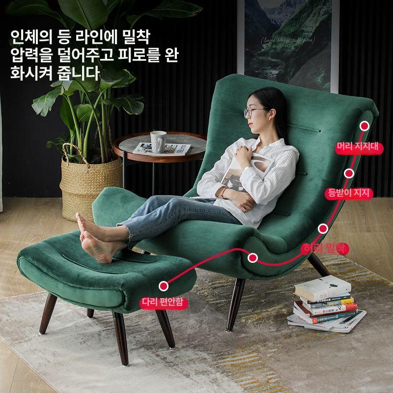 1인용쇼파 거실 윙체어 푹신한 구름 카페쇼파 카페 안락의자 쇼파 의자 라운지 스몰 다크그린 단일 의자 불가 - 상세 이미지 4