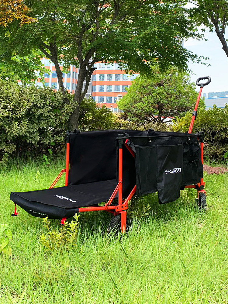 [핫딜]캠프365 파파웨건 스포츠 챔프 특대형웨건 저소음 러버휠 접이식 손수레 160kg내하중 뒷문개방형