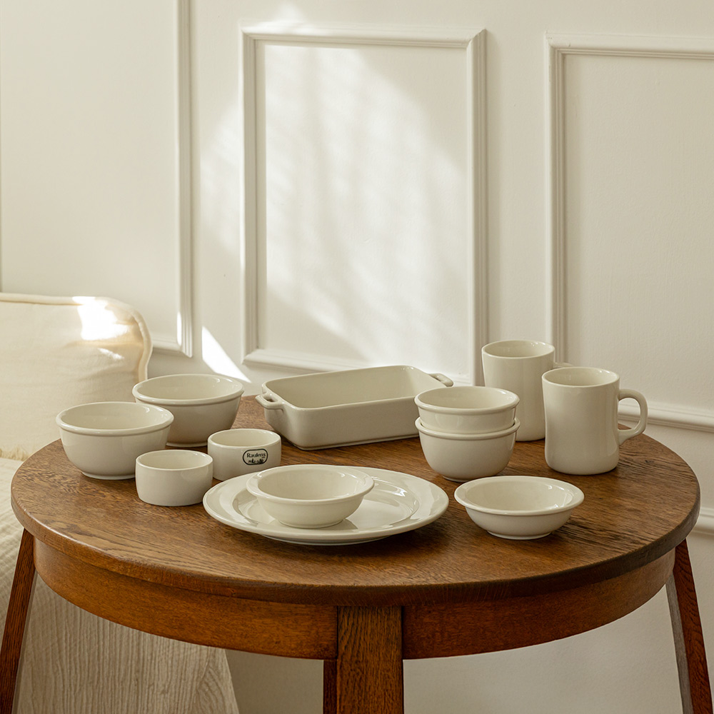 로렌스 크림화이트 2인 홈세트 12P 도자기 그릇세트 신혼 식기세트