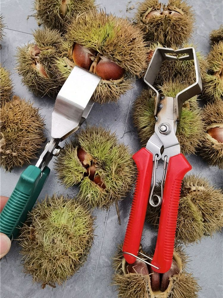 밤송이 제거기 밤나무 도구 필링 밤 껍질 벗기기 레드 핸들+그린 핸들 - 상품 이미지