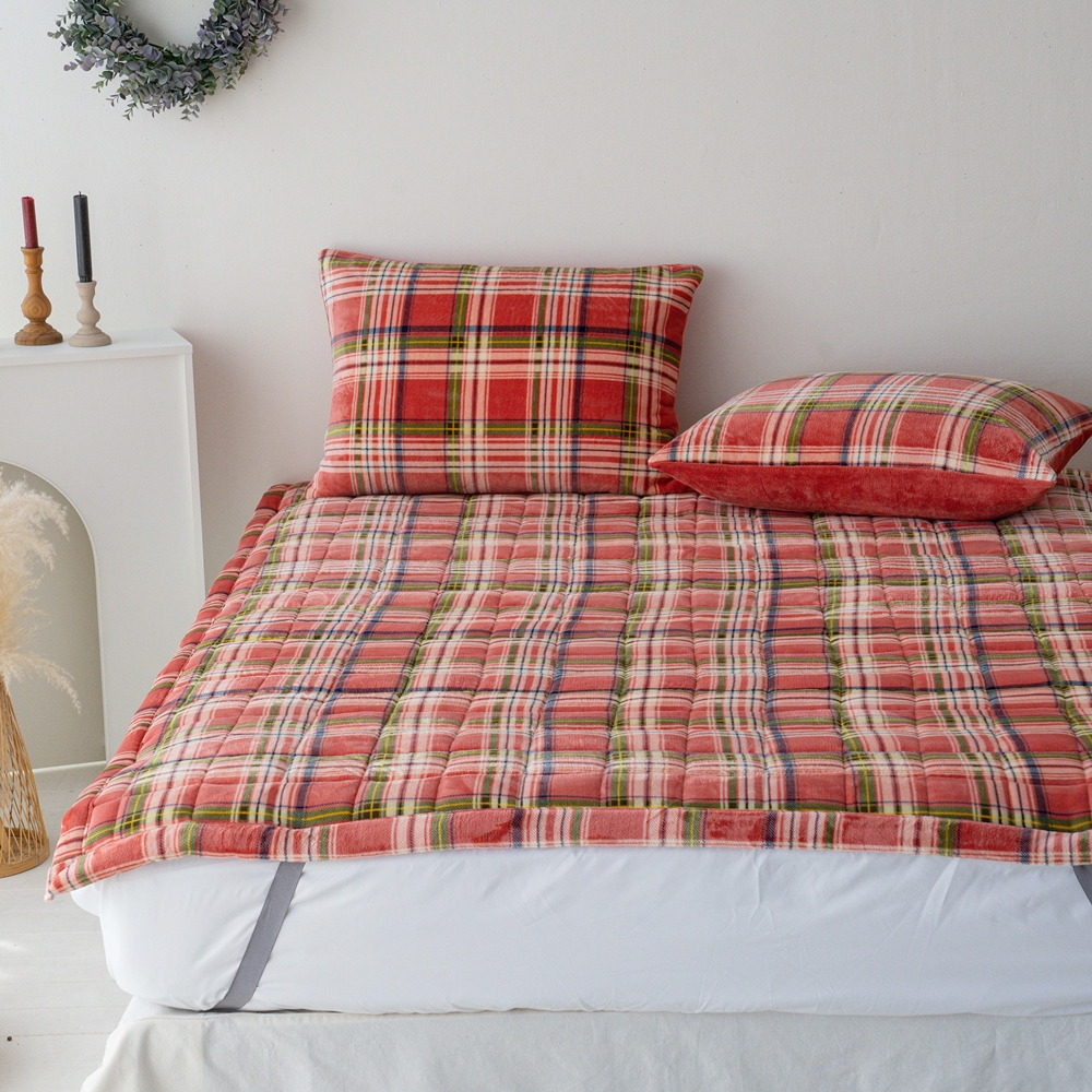 나라데코 밍크 극세사 체크 따뜻한 겨울 밴딩 침대패드 SS