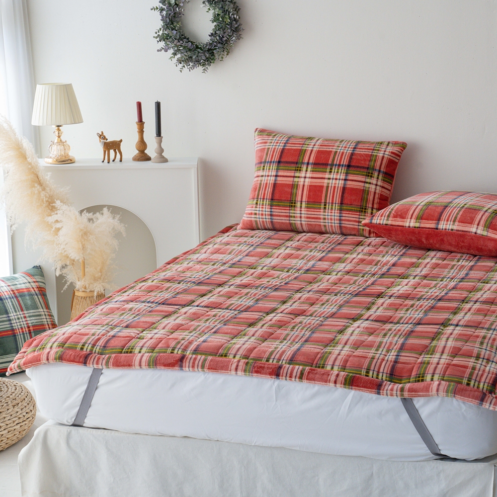 나라데코 밍크 극세사 체크 따뜻한 겨울 밴딩 침대패드 SS