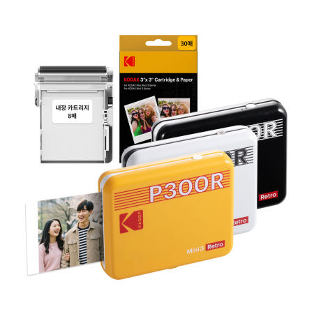 코닥 미니3 레트로 P300R + 카트리지38매 번들 블루투스 휴대용 포토프린터 사진인화기