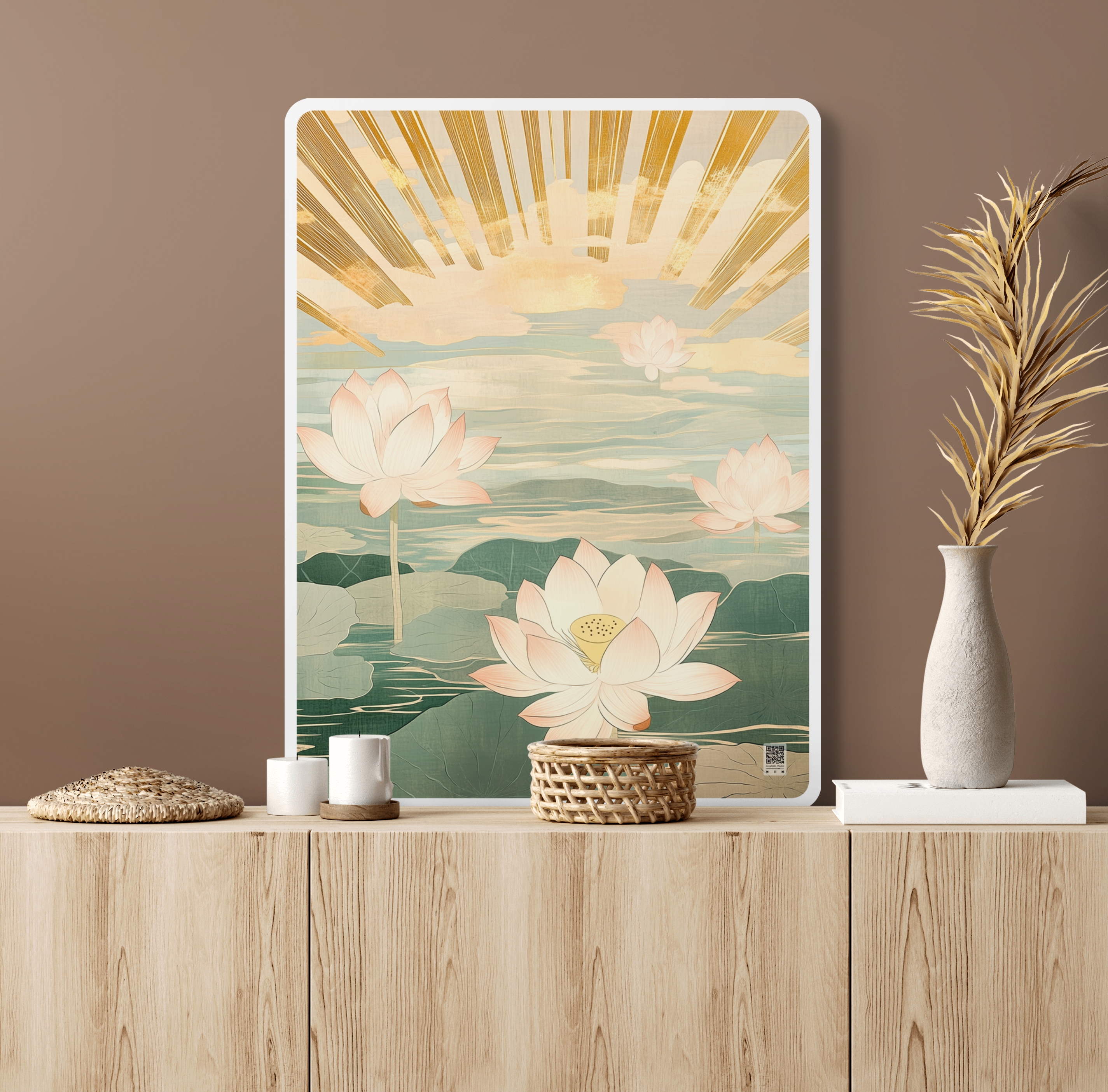 액자테이블 연꽃 소형 사이드 소파 침대 이동식 접이식 테이블