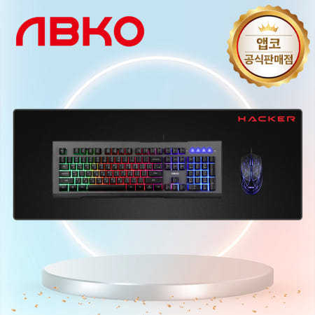 앱코 해커 KM700 게이밍 키보드 마우스 장패드 세트 블랙
