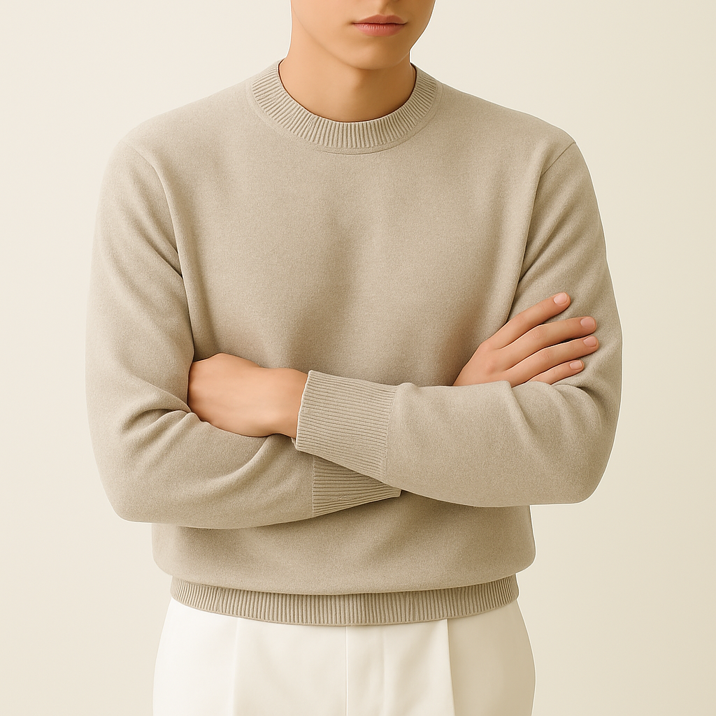 LAINE 남자니트 가을 오버핏 워셔블 LOGAN 니트 오트밀, M (95-100) - 상세 이미지 4