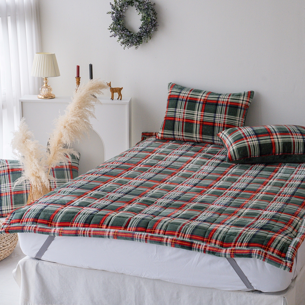 나라데코 밍크 극세사 체크 따뜻한 겨울 밴딩 침대패드 SS