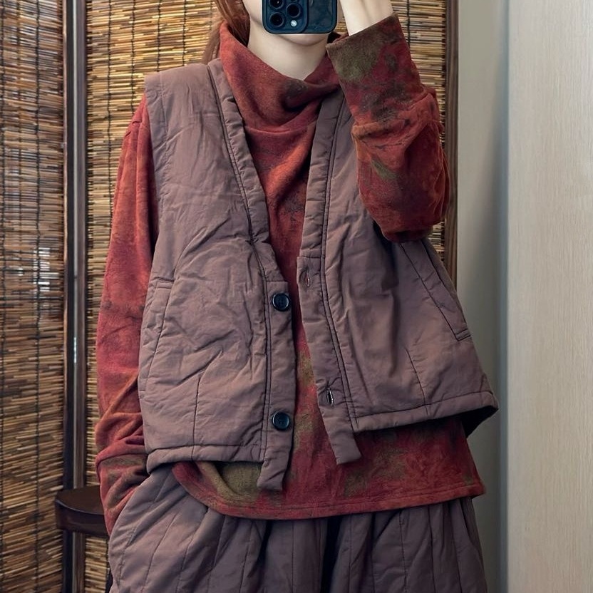 누빔조끼 겨울조끼 브이넥 베스트 누비옷 엄마옷 - 상세 이미지 4