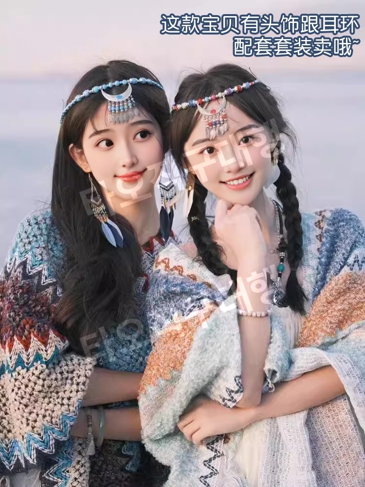 페루판초 가디건 판쵸 몽골망토 여성용 빈티지 담요 망토 캠핑 어깨숄 몽골판초 - 상세 이미지 3