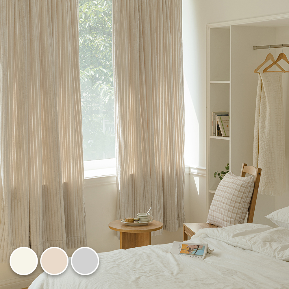 바자르 암막커튼 방한 코코니 보들 극세사 스트라이프 겨울 140x235