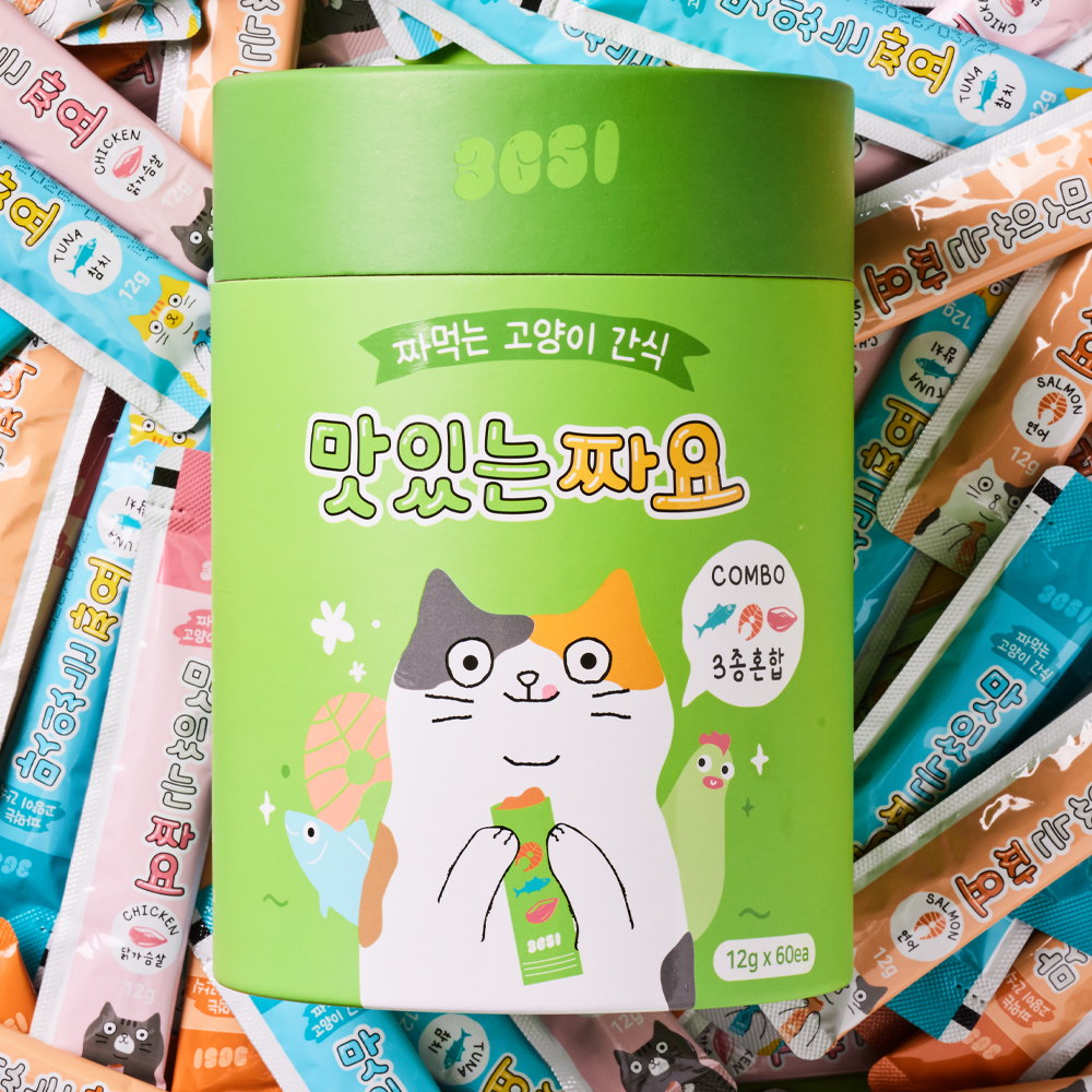 3651 맛있는 짜요 짜먹는 고양이 캔 간식 대용량 연어, 12g, 60개 이미지 3