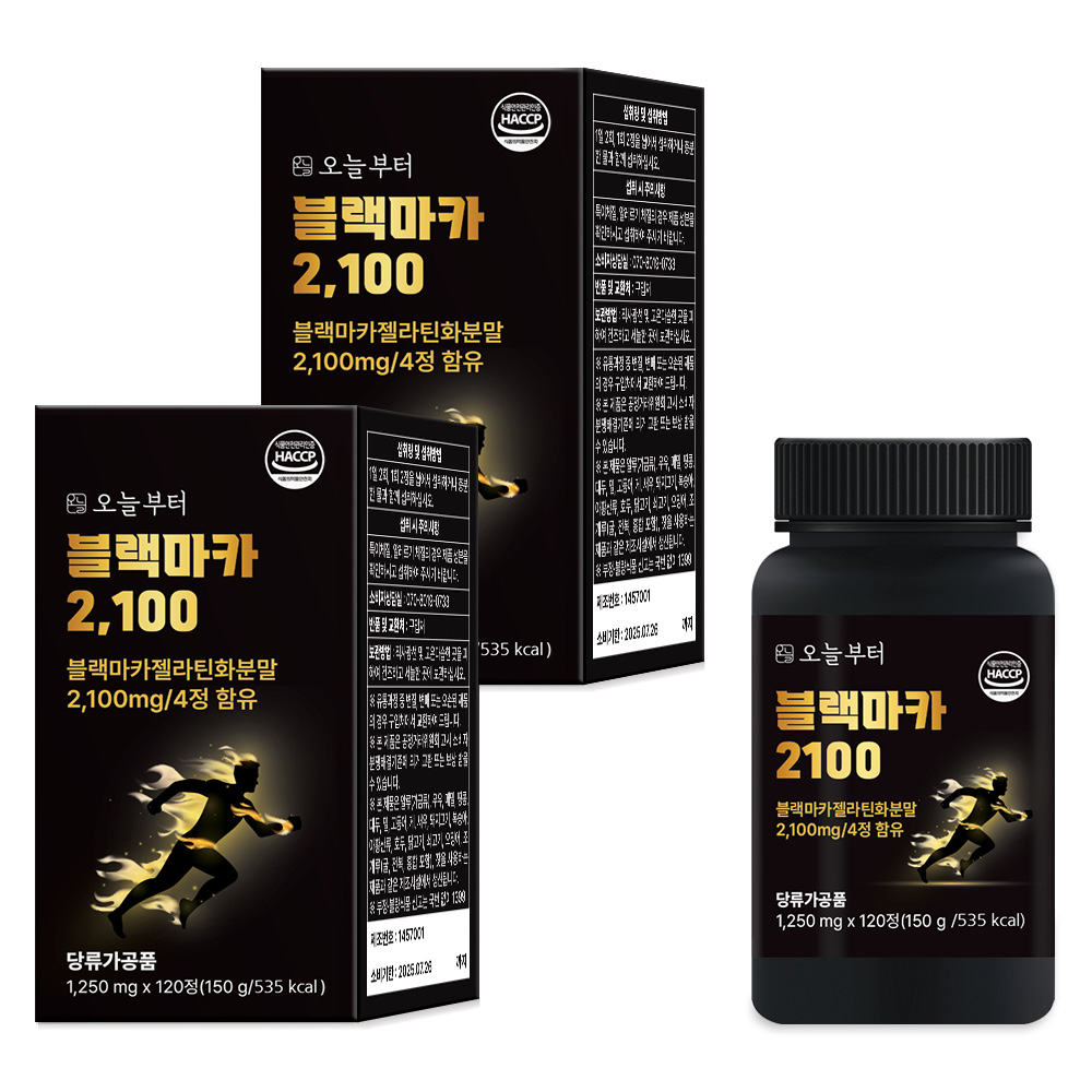 오늘부터 블랙마카2100 흑마늘 야관문 흑삼 고함량 120정, 2개 - 상품 이미지