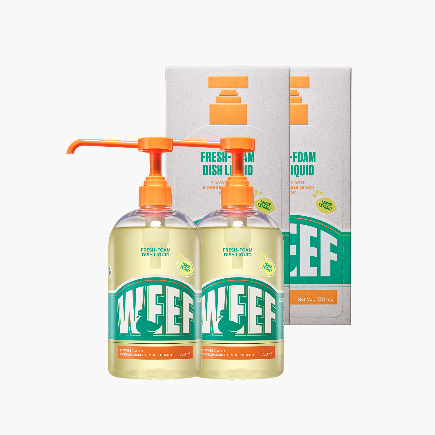 [1종세제] WEEF 윕 주방세제 레몬향 | 풍성한 거품 프리미엄 세제 730ml, 2개 - 상품 이미지
