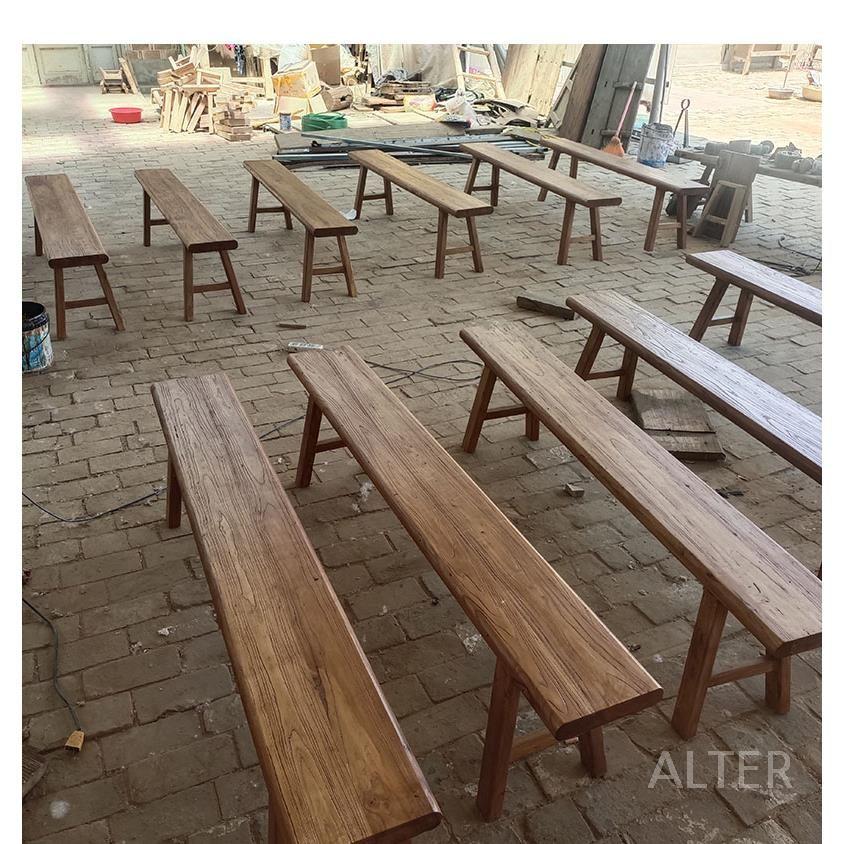 고재 벤치 긴의자 롱스툴 빈티지 의자 카페 원목 100x26x45cm - 상세 이미지 3