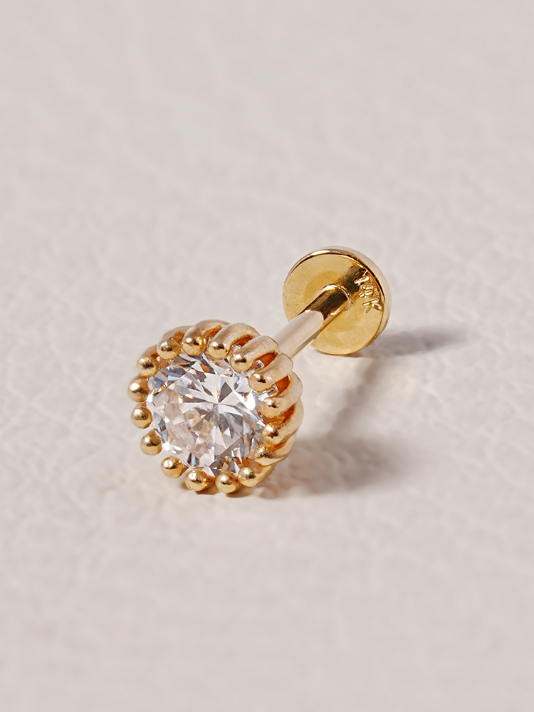 [0.8mm]14K 인터널 랩 다이아몬드 헤일로 써클 라블렛 피어싱 귀걸이 3부 - 상세 이미지 3