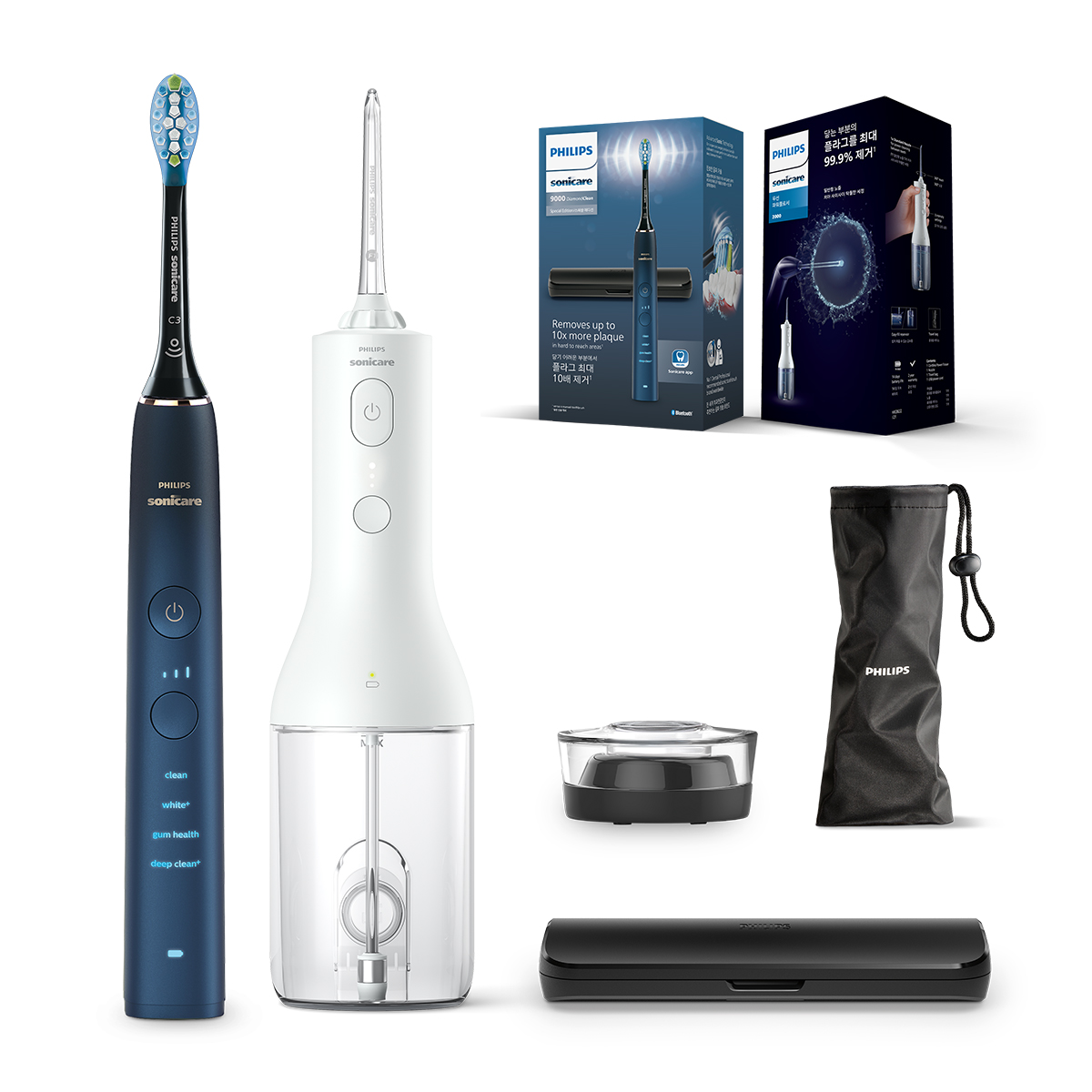 필립스 소닉케어 전동칫솔 구강세정기세트 다이아몬드클린9000 스페셜에디션 아쿠아마린 제품 이미지