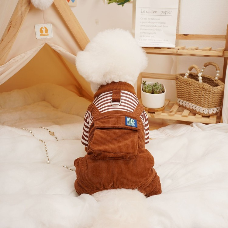 강아지옷 멜빵 코듀로이 골덴 올인원 애견 데일리룩 - 상품 이미지