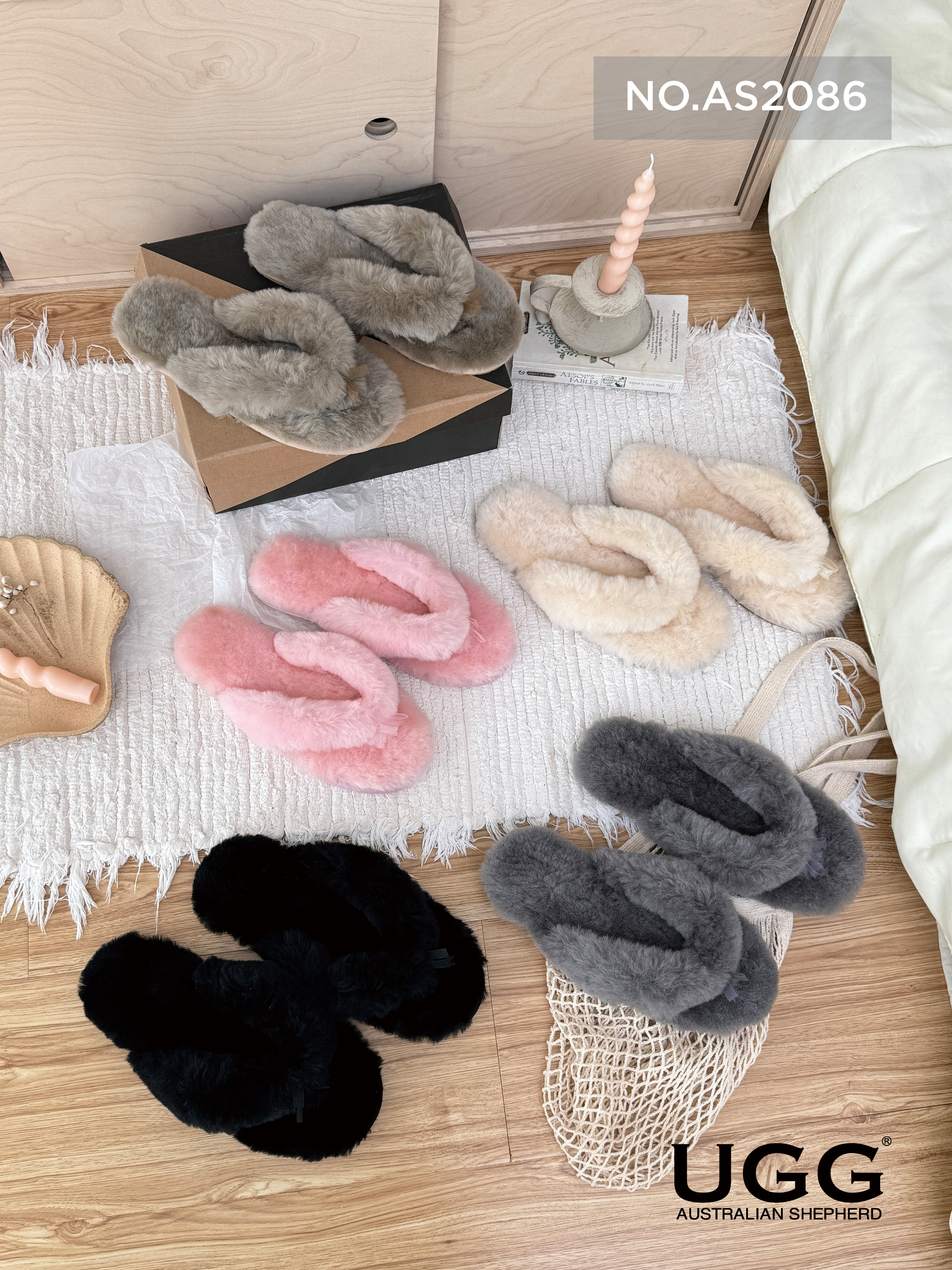 호주 AS 에버어그 파라 슬리퍼 실내용 어그슬리퍼 실내화 크림 블랙 카키 핑크 - 상세 이미지 3