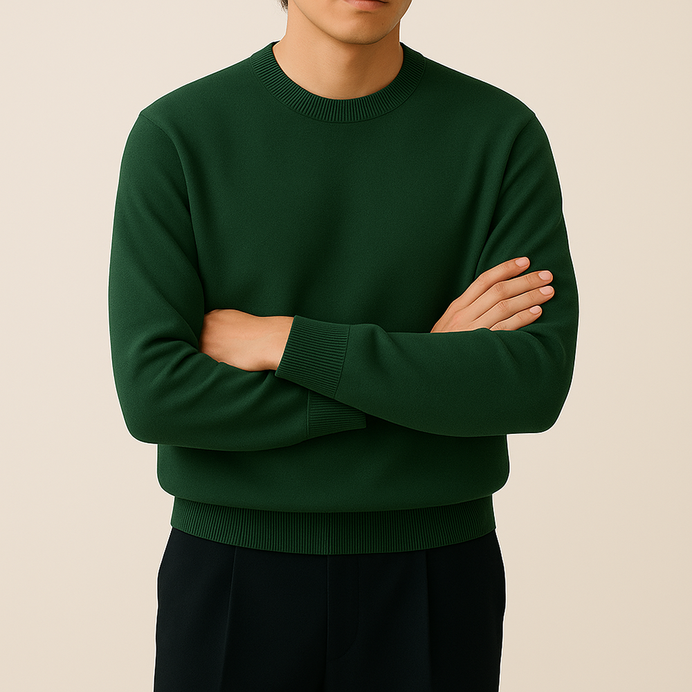 LAINE 남자니트 가을 오버핏 워셔블 LOGAN 니트 딥그린, M (95-100) - 상세 이미지 3