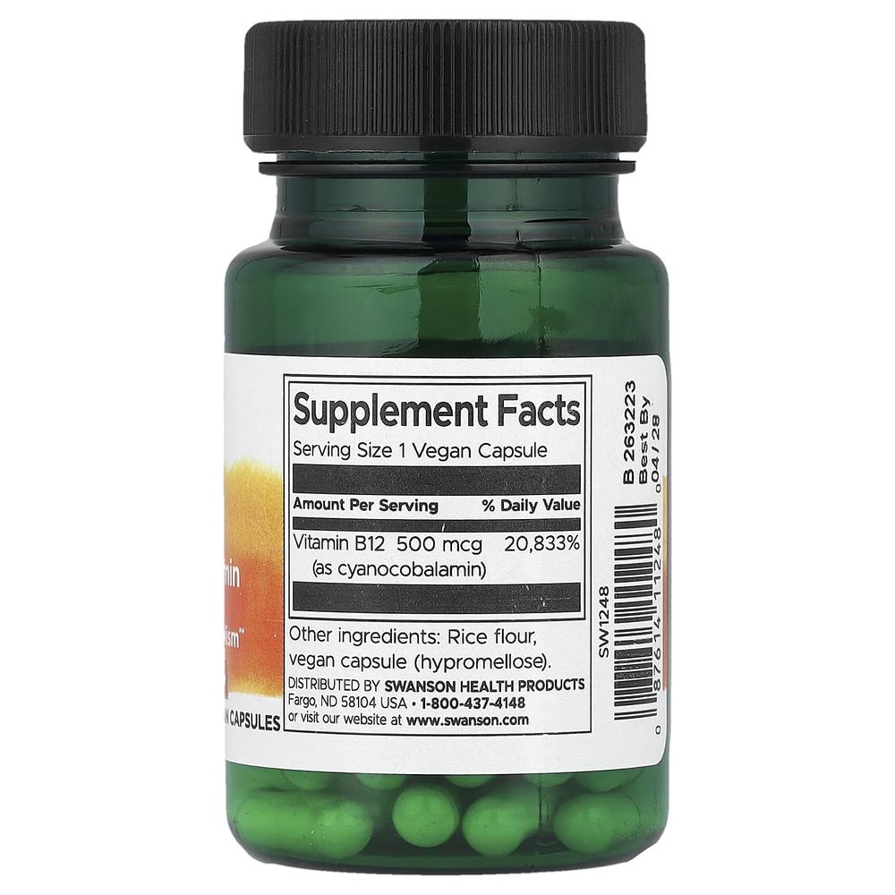 스완슨 비타민 B12 시아노코발라민 500mcg 30정 - 상세 이미지 3
