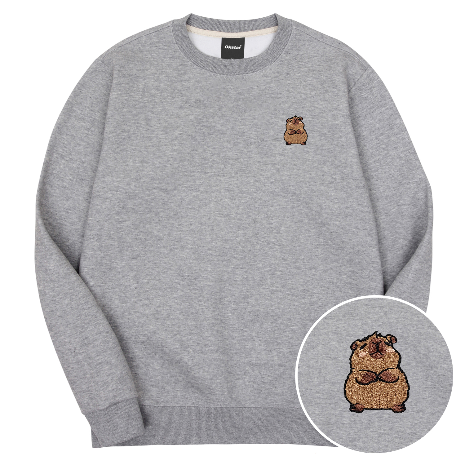 [슈퍼특가] 옥스타 남녀공용 카피바라 자수 기모 오버핏 맨투맨