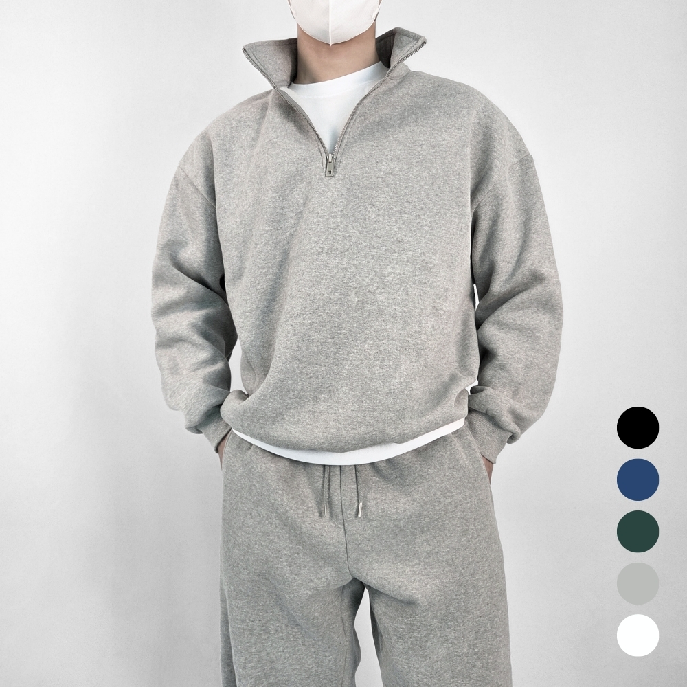 하프집업맨투맨 반집업맨투맨 남성 긴팔카라티 (M~4XL) - 상세 이미지 4