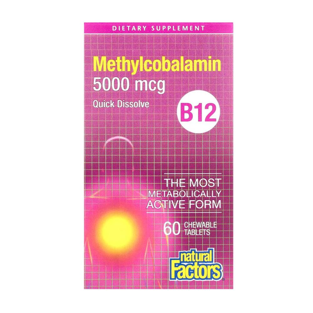 네츄럴팩터 비타민 B12 메틸코발라민 츄러블 5000mcg 60정 - 상품 이미지