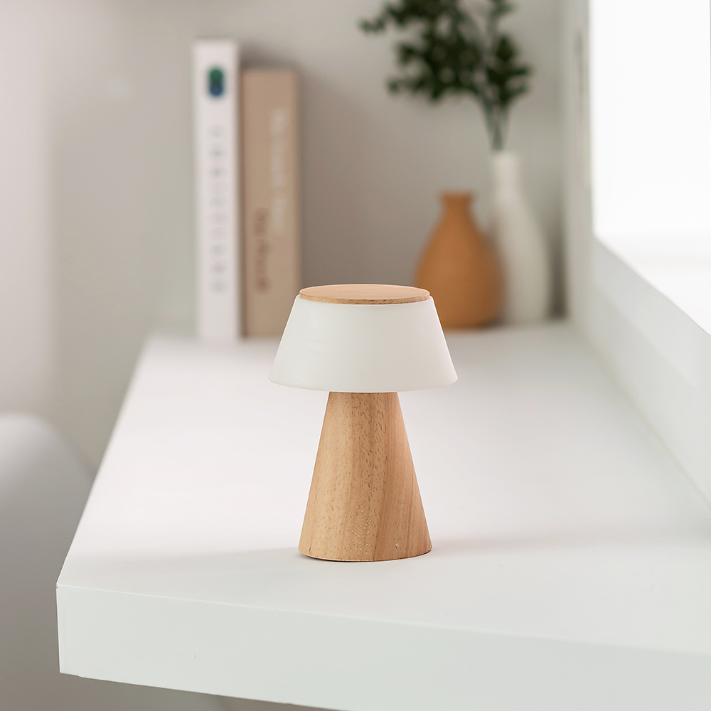 플라이토 모카우드 인테리어 LED 무드등 간접조명 C타입 충전식 미니 테이블 탁상 침실등