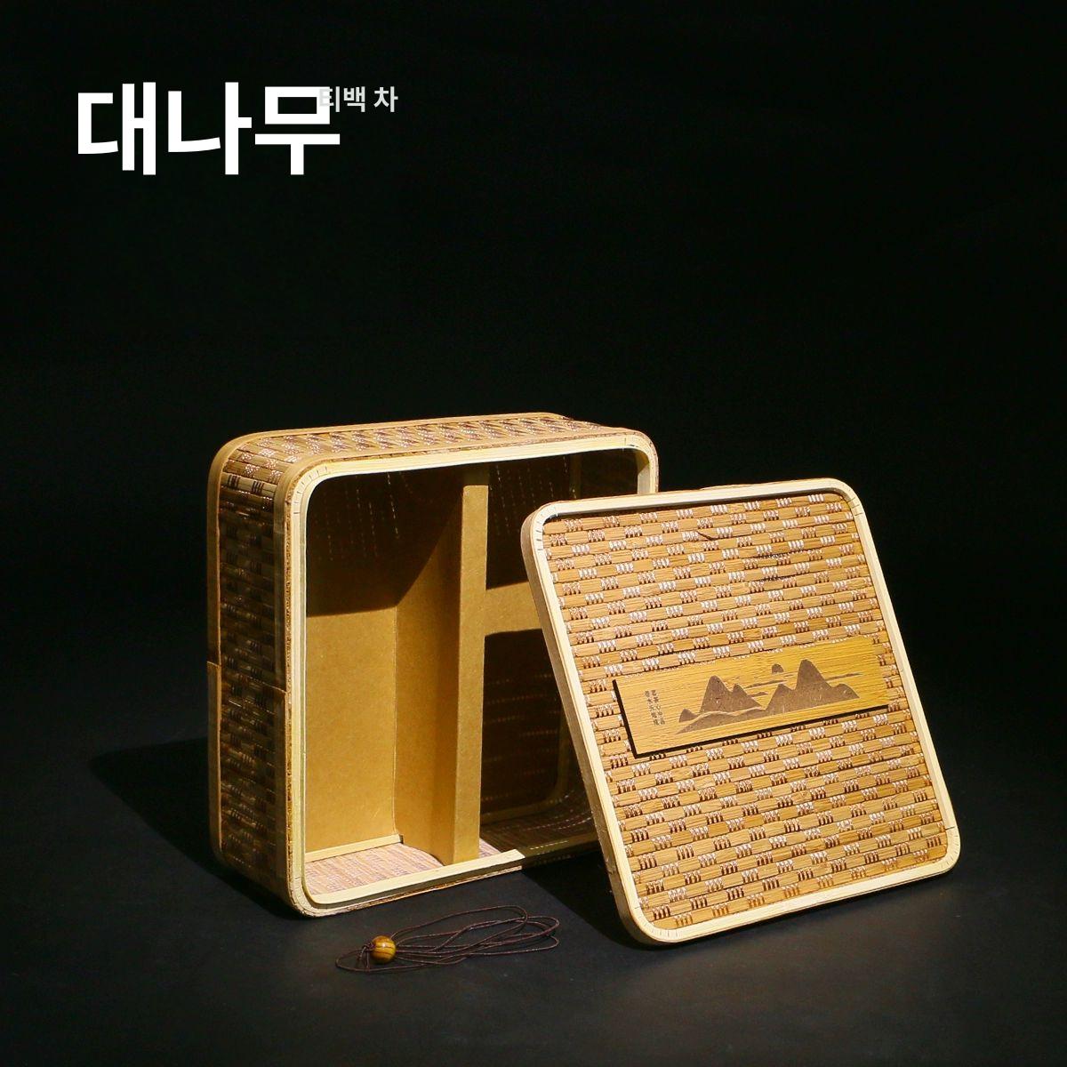 상자 대나무 깡통 한과 포장 금색 송편 사각형 티케이크 수납 원형 바구니 둥근 대나무 상자 - 상세 이미지 5