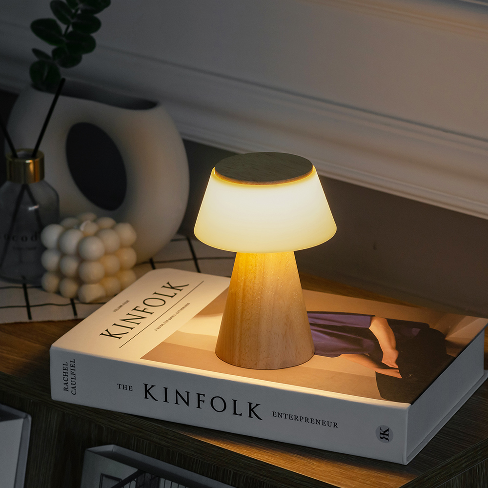 플라이토 모카우드 인테리어 LED 무드등 간접조명 C타입 충전식 미니 테이블 탁상 침실등