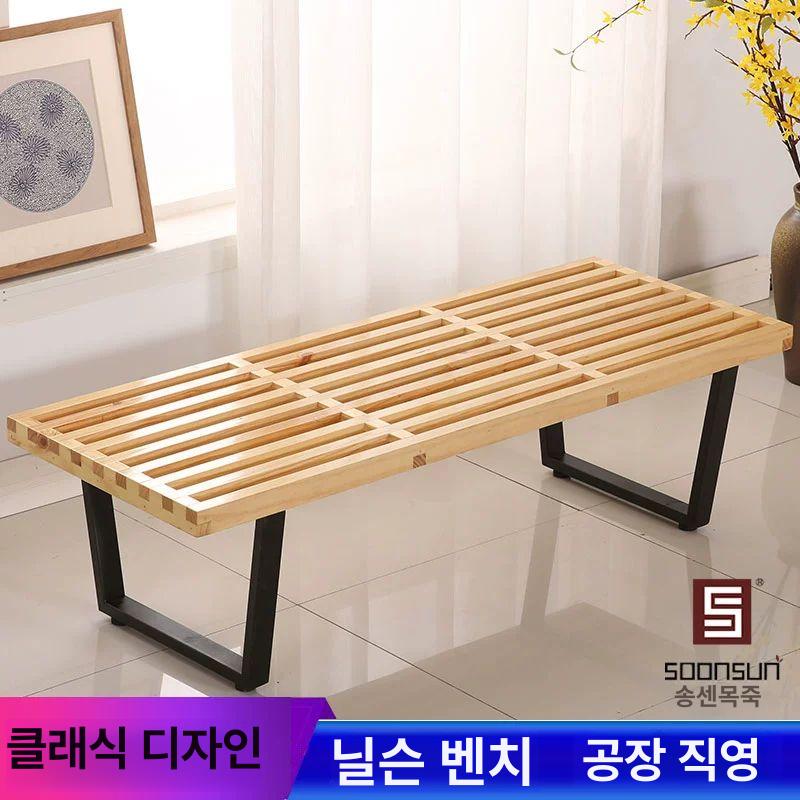 사우나 평상의자 목욕탕 욕실 휴게실 휴식 원목벤치 대기 스툴 샤워 헬스장 홑겹 수영장 내추럴우드 92cm - 상세 이미지 2
