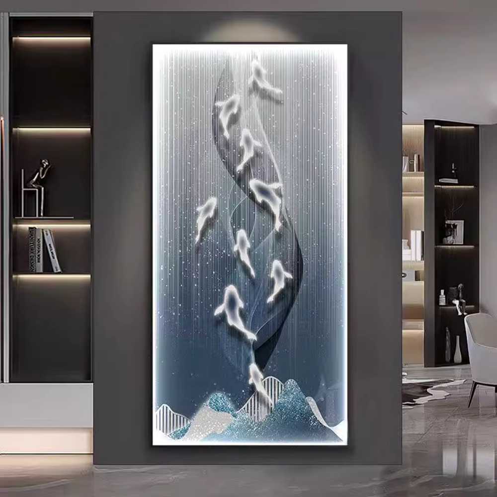 LED 조명 풍수 액자 인테리어 벽걸이 무드등 소품 A형 70x140cm + 블랙프레임 - 상세 이미지 2