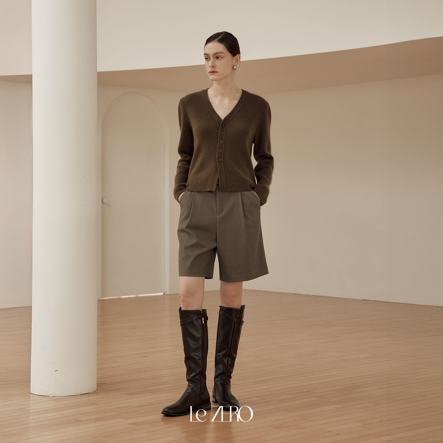 [제로스트릿] 르제로 라인 포인트 울 가디건 LeZERO LINE POINT CARDIGAN / BROWN - 상세 이미지 2