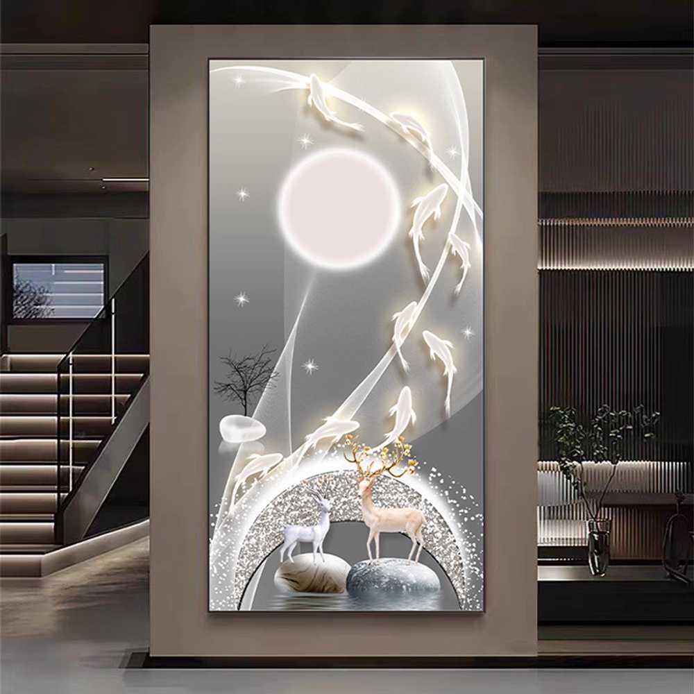 인테리어 LED 조명 풍수 액자 벽걸이 무드 라이트 A형 60x120cm 알루미늄(골드) 이미지 6