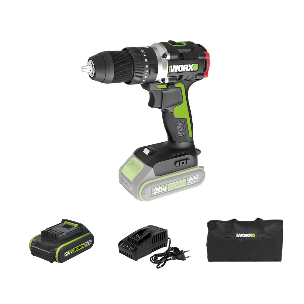 웍스 충전 해머 드릴 함마 20V 2.0Ah 배터리1개 BL WU369.1