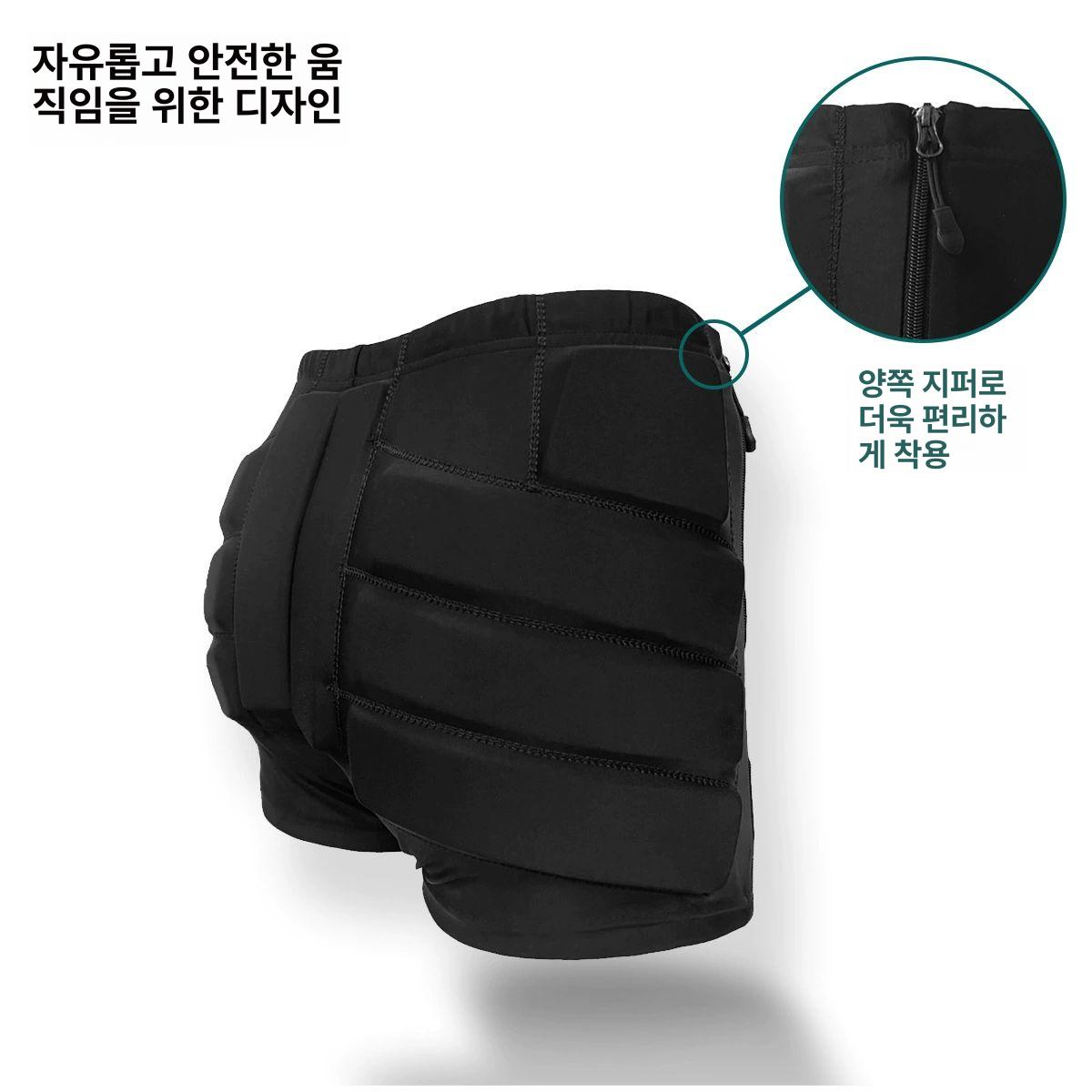 엉덩이보호 피겨 패드 연습복 장비 두꺼운 낙상 작업용 낙하 스노우보드 다용도 신형패드블랙 XS - 상세 이미지 3
